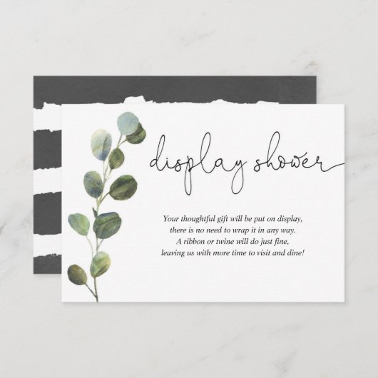 ユーカリ白黒ベイビーシャワーディスプレイシャワー エンクロージャーカード (正面/裏面)