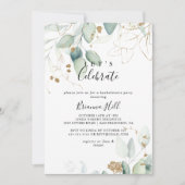 ユーカリ祝金ゴールド書パーティー 招待状 (正面)