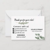 ユーカリ私たちのビジネスをサポートしてくれてありがとう ノートカード (裏面)