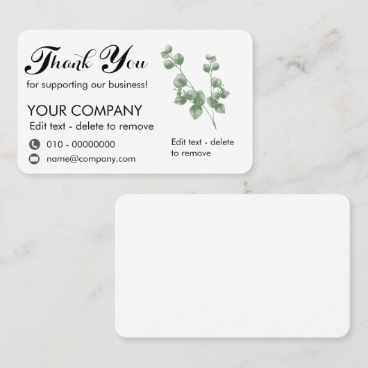 ユーカリ私たちを支援してくれてありがとう 名刺 (正面/裏面)