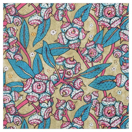 ユーカリ種子オーストラリア植物植物模様 ファブリック (見本)