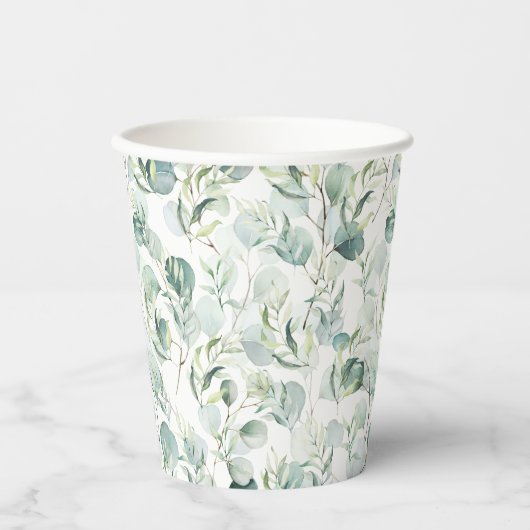 ユーカリ紙カップズグリーンブライダルシャワー 紙コップ (正面)