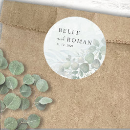 ユーカリ素朴カリの緑の水の色結婚の ラウンドシール