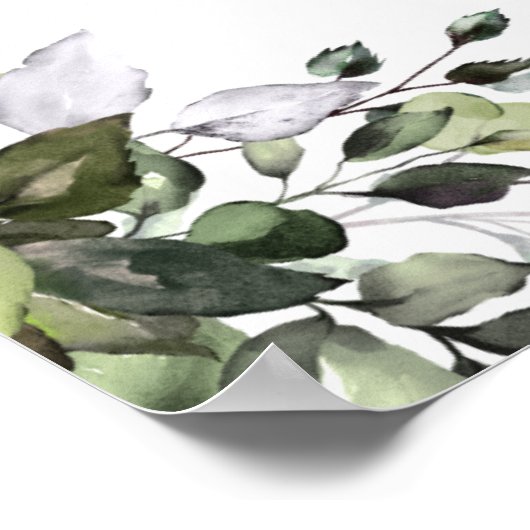 ユーカリ素朴カリグリー結婚の歓迎サイン ポスター (角)