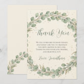 ユーカリ素朴カリリースベイビーシャワーサンキュー サンキューカード (正面/裏面)