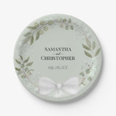 ユーカリ素朴カリリースミントグリーン結婚ズ ペーパープレート (正面)