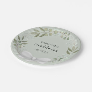 ユーカリ素朴カリリースミントグリーン結婚ズ ペーパープレート