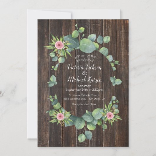ユーカリ素朴カリリース結婚式招待状 招待状 (正面)