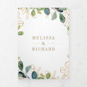 ユーカリ素朴カリリースQRコード結婚ズ 三つ折り招待状 (カバー)