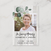 ユーカリ素朴カリ悔やみや弔慰祈りの言葉フォトカード 名刺 (正面)