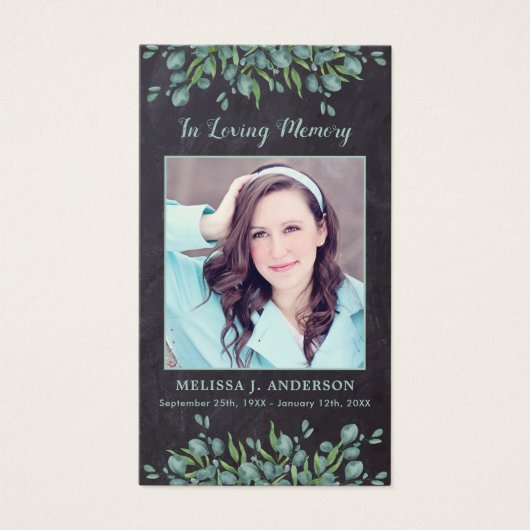 ユーカリ素朴カリ悔やみや弔慰葬儀祈りの言葉カード (正面)