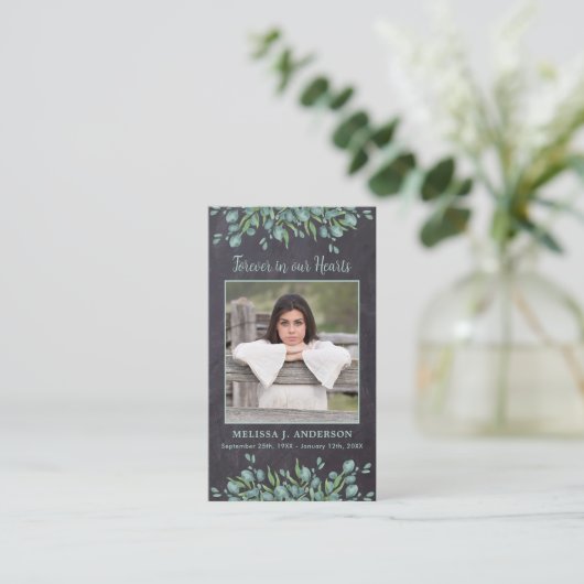 ユーカリ素朴カリ石板メモリアル祈りの言葉カード コーリングカード (スタンド正面)