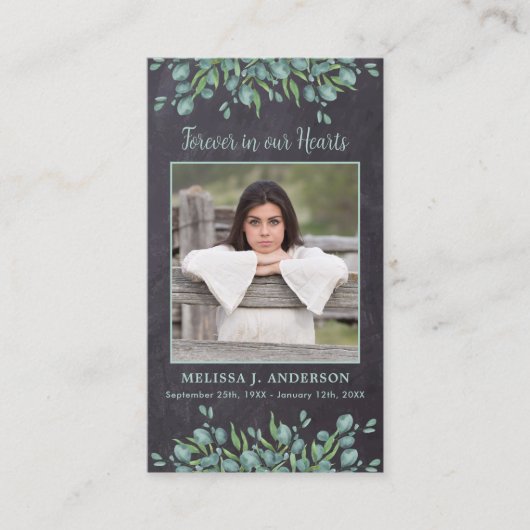 ユーカリ素朴カリ石板メモリアル祈りの言葉カード コーリングカード (正面)