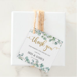 ユーカリ素朴カリ緑の葉樹結婚の感謝 フェイバータグ