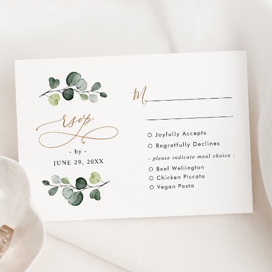 ユーカリ素朴カリ緑の金ゴールドミールのオプション 出欠カード