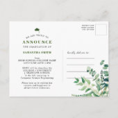 ユーカリ素朴カリ緑シンプル園の写真卒業 案内ポストカード (裏面)