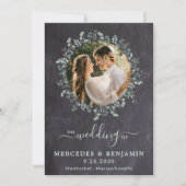 ユーカリ素朴カリ緑化写真QRコード結婚ズ 招待状 (正面)