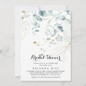 ユーカリ素朴カリ金ゴールドフローラブライダルシャワー 招待状 (正面)