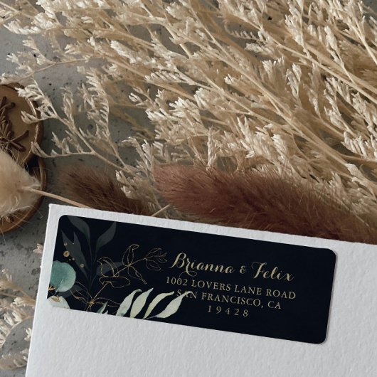 ユーカリ素朴カリ金ゴールドフローラブルー差出人住所 ラベル