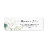 ユーカリ素朴カリ金ゴールドフローラ差出人住所ラベル ラベル (正面)