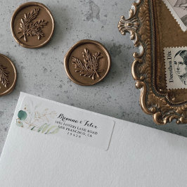 ユーカリ素朴カリ金ゴールドフローラ差出人住所ラベル ラベル