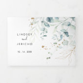 ユーカリ素朴カリ金ゴールドフローラ 三つ折り招待状 (カバー)