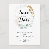 ユーカリ素朴カリ金ゴールド書道の日付を保存 ポストカード (正面)