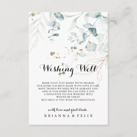 ユーカリ素朴カリ金ゴールド結婚フローラの願い井戸 エンクロージャーカード (正面)