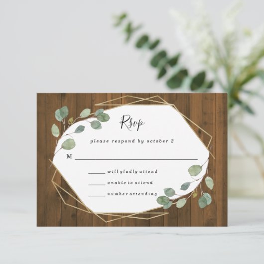 ユーカリ素朴カリ | 幾何結婚の 出欠カード (スタンド正面)