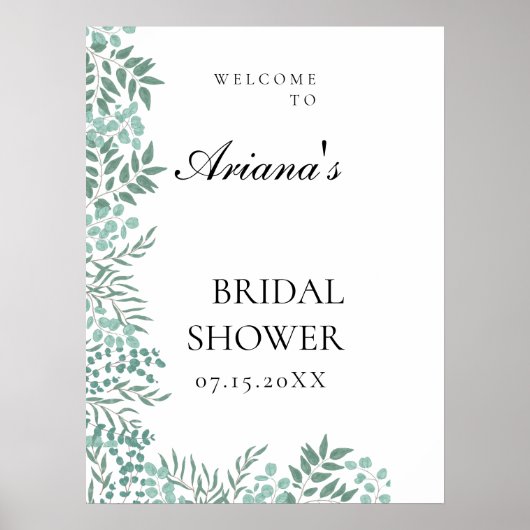 ユーカリ素朴グリーンウェルカムサイン ポスター (正面)