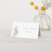 ユーカリ素朴グリーンリー結婚セージ プレイスカード (裏面)