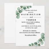 ユーカリ素朴グリーンリー結婚式招待状 招待状 (正面/裏面)