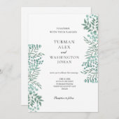 ユーカリ素朴グリーンリー結婚式招待状 招待状 (正面/裏面)