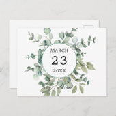 ユーカリ素朴グリー結婚ズ インビテーションポストカード (正面/裏面)
