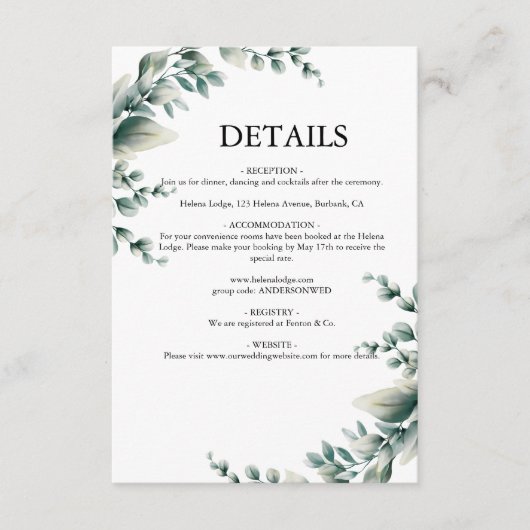 ユーカリ素朴グリー結婚ズ エンクロージャーカード (正面)