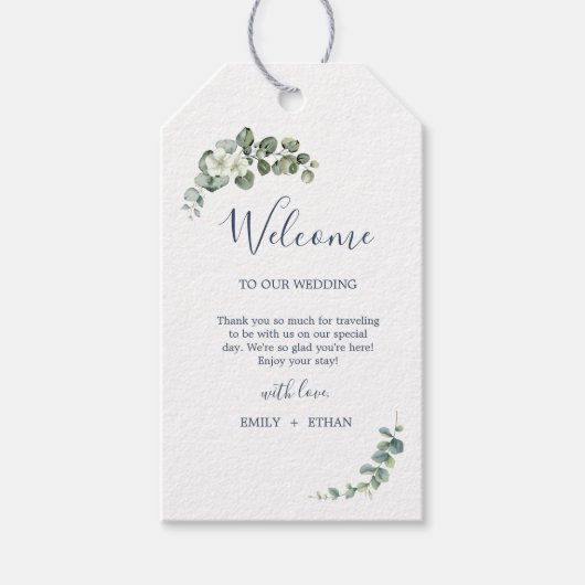 ユーカリ素朴グリー結婚ズ ギフトタグ (正面)