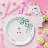 ユーカリ素朴グリー結婚ズ ペーパープレート (パーティー)