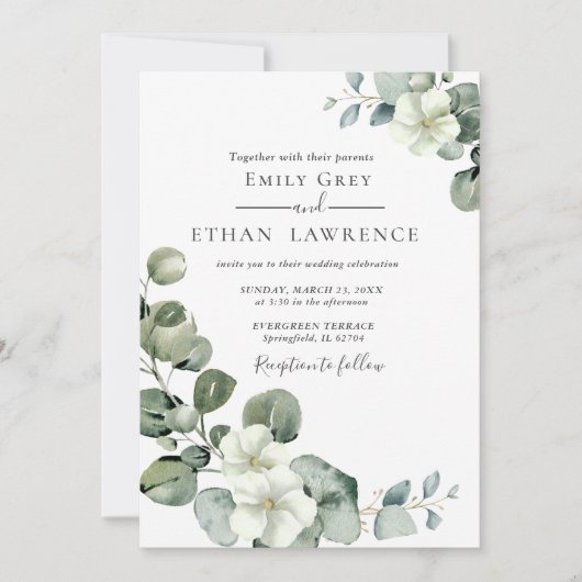ユーカリ素朴グリー結婚ズ 招待状 (正面)