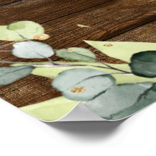 ユーカリ素朴グリー結婚ンウッドの歓迎サイン ポスター (角)