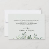 ユーカリ素朴グリー結婚幾何感謝してい物の サンキューカード (裏面)