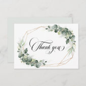 ユーカリ素朴グリー結婚幾何感謝してい物の サンキューカード (正面/裏面)