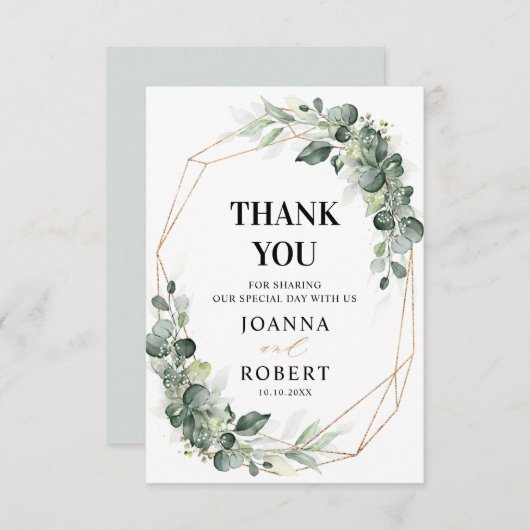 ユーカリ素朴グ幾何結婚物 サンキューカード (正面/裏面)