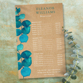 ユーカリ素朴サロンサービスメニュー チラシ