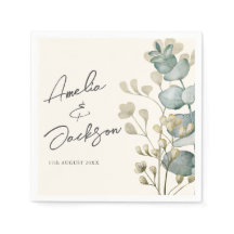 ユーカリ素朴サージグリーン結婚ズのナプキン