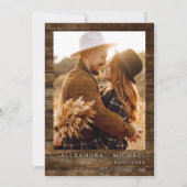 ユーカリ素朴フォト結婚ウッド 招待状 (裏面)