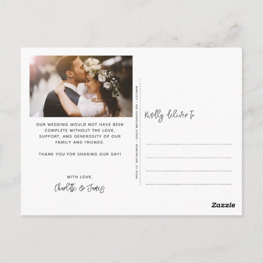 ユーカリ素朴プの結婚写真ありがとう ポストカード (裏面)