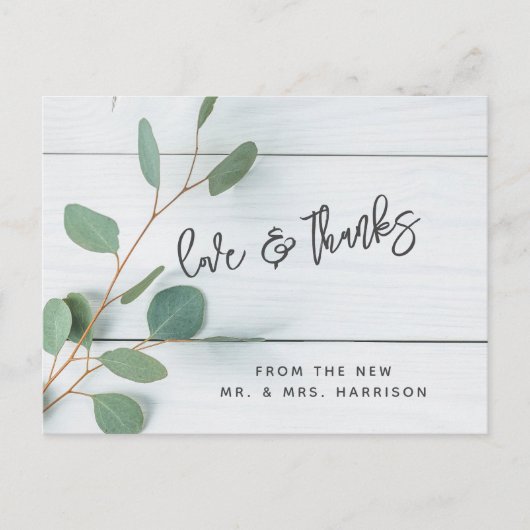 ユーカリ素朴プの結婚写真ありがとう ポストカード (正面)