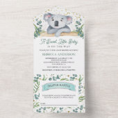 ユーカリ素朴プキュートコアラ熊ベビーシャワー オールインワン招待状 (内側)