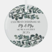 ユーカリ素朴プサケ初めてのクリスマス ガラスオーナメント (正面)