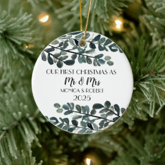 ユーカリ素朴プサケ初めてのクリスマス セラミックオーナメント